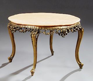 French Marble Top Giltwood Top Coffee Table, 20th