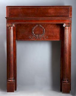 Victorian Carved Mahogany Fireplace Mantel, late 1