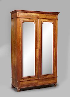 French Henri II Style Cherry Armoire, the stepped