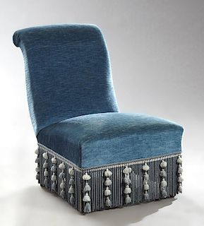 Late French Empire Style Ebonized Slipper Chair, l
