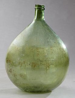 Large Mold Blown Green Glass Carboy, 19th c., H.-