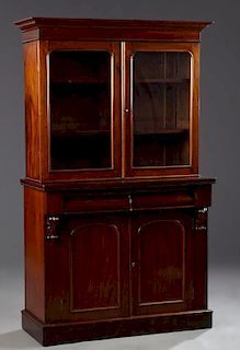 English William IV Style Carved Mahogany Bookcase