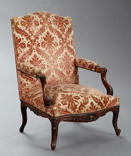 Louis XV Style Carved Beech Fauteuil, late 19th c.