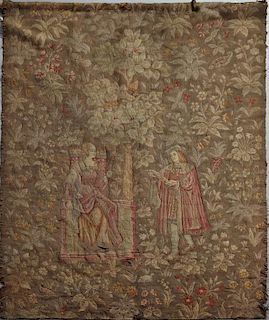 French Tapestry, 19th c., of lovers spinning in a