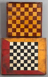 Two American Inlaid Folk Art Game Boards, 19th c.,