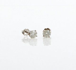 Pair of 14K White Gold Diamond Stud Earrings, clar