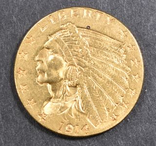 1914 GOLD $2.5 INDIAN CH BU
