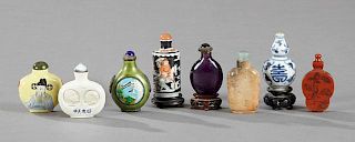 Group of Eight Chinese Snuff Bottles, 20th c., inc
