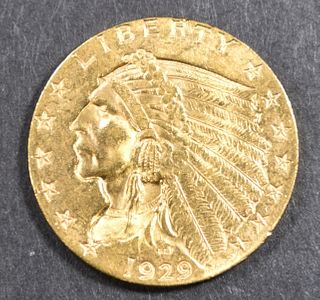 1929 GOLD $2.5 INDIAN  CU BU
