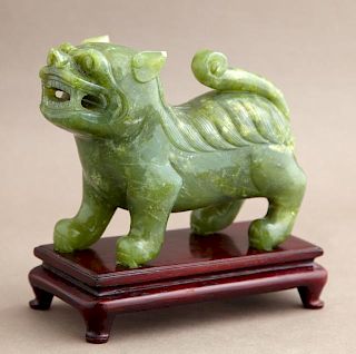 Chinese Antique Carved Jade Standing Foo Dog, stan