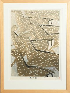 Shiro Kasamatsu (1898-1991), "Deer in a Field," 20