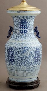 Chinese Porcelain Baluster Vase, late 19th c., wit