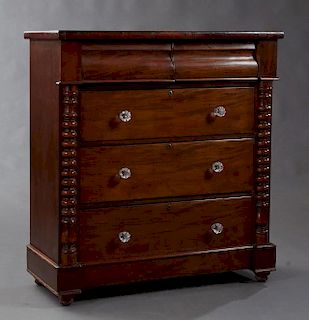 Carved Mahogany English Chest, late 19th c., the r
