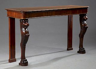Regency Style Carved Mahogany Console Table, 20th