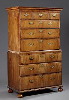 English George II Style Inlaid Carved Walnut Chest