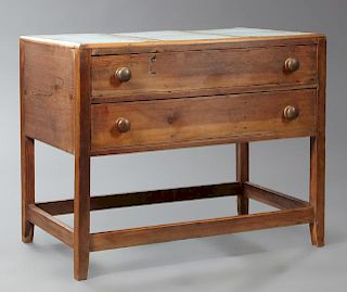 American Carved Pine and Slate Work Desk, 19th c.,