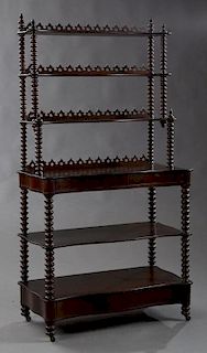 American Gothic Revival Carved Mahogany Etagere, l