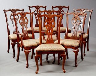 Set of Eight George II Style Carved Mahogany Dinin