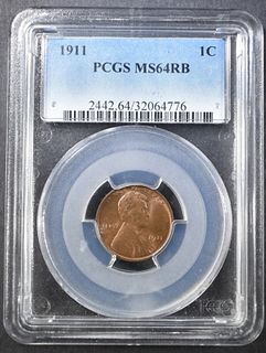 1911 LINCOLN CENT  PCGS MS-64 RB