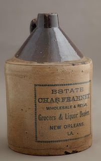 New Orleans Stoneware Jug, 19th c., labeled "Estat