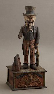 Rare Cast Iron Uncle Sam Bank, c. 1886, by the She