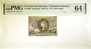 25 CENTS 2nd ISSUE FRACTIONAL CURRENCY PMG 64 EPQ