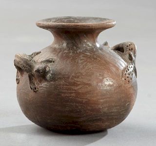 Pre-Columbian Pottery Baluster Vessel, with integr