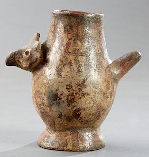 Pre-Columbian Pottery Pitcher, with a rooster head