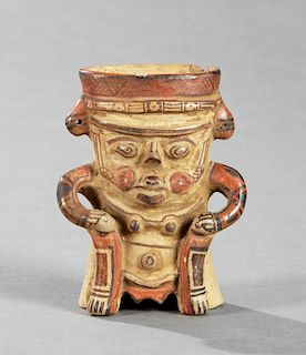 Pre-Columbian Mayan Figural Vase, of a seated woma