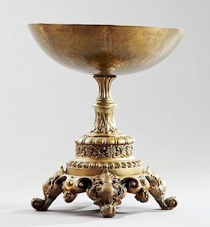 Brass and Brass Plated Spelter Center Bowl, early