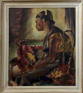 Oriental School, "Portrait of a Flower Seller," ea