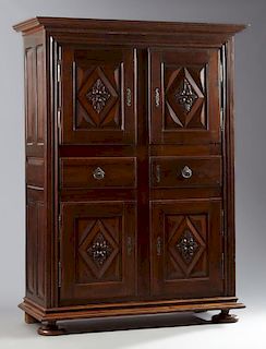 Unusual French Louis XIII Style Carved Walnut Homm