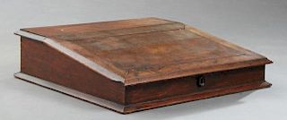 Carved Oak Mahogany Civil War Era Slant Lid Desk,