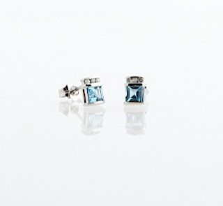 Pair of 10K White Gold Stud Earrings, each with a