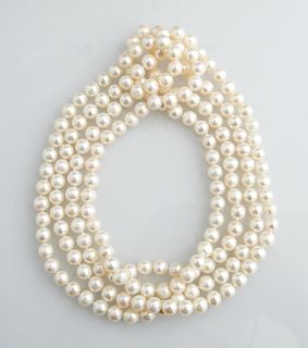 Matinee Length Strand of 8 mm White Cultured Pearl