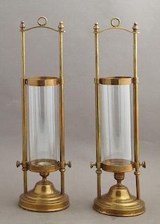 Pair of Unusual Weighted Brass Candlesticks, with