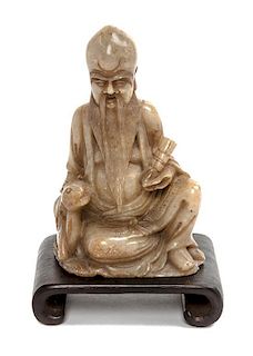 A Chinese Carved Soapstone Figure of Shoulao Height 5 inches.