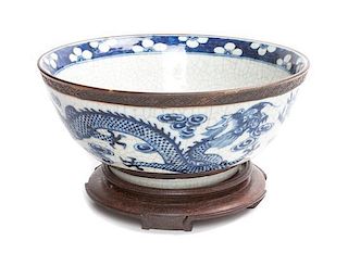 A Chinese Blue and White Porcelain Bowl Diameter 10 1/4 inches.