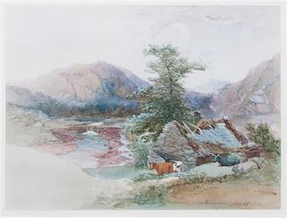 Thomas Aylmer, (British, 1806-1856), On the River Lleda, North Wales