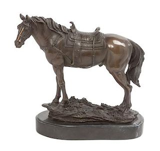 A Contemporary Bronze Figure Width 11 inches.