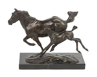 An American Bronze Figural Group Width 11 3/4 inches.