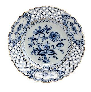 A Meissen Reticulated Porcelain Dish Diameter 9 3/8 inches.