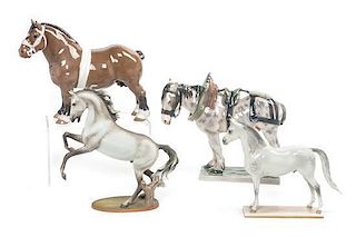 Two Danish Porcelain Horses Height of tallest 10 3/4 inches.