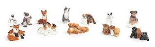 A Collection of Diminutive Porcelain Animal Figures Height of tallest 3 inches.
