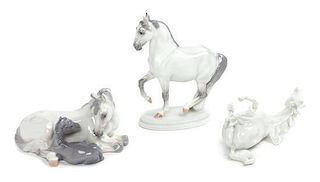 Three Royal Copenhagen Porcelain Figures or Figural Groups Width of widest 7 inches.