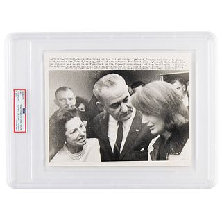 Kennedy Assassination: Jacqueline Kennedy and Lyndon B. Johnson Original &#39;Type III&#39; Wire Photograph