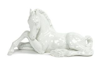 A Meissen Blanc de Chine Porcelain Figure Width 8 3/4 inches.