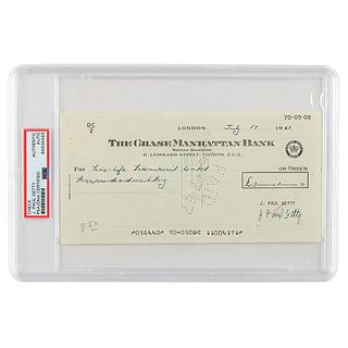 J. Paul Getty Signed Check