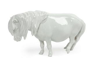 A Meissen Blanc de Chine Porcelain Figure Width 8 1/2 inches.