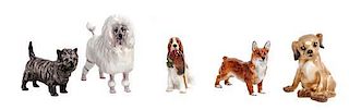 Five Royal Doulton Porcelain Figures Width of widest 6 1/2 inches.